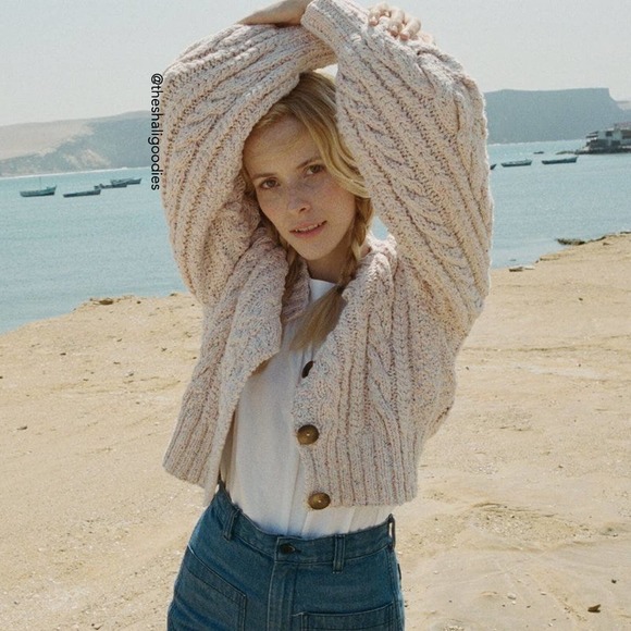 Doen Sweaters - DOEN Cardiff Cardigan Pink Knit Cotton Sweater